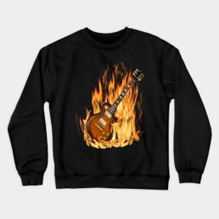 Guitar Graphic Design with Fire, Guitarist Crewneck Sweatshirt